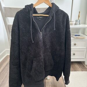 PacSun Black Sherpa Zip-Up Hoodie